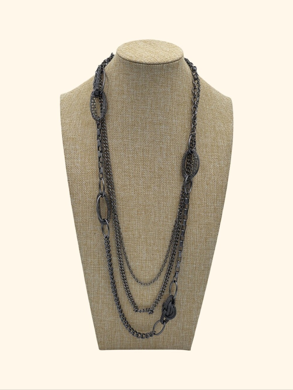 Premier Designs Multi-Strand Gunmetal Chain Necklace - Women Jewelry